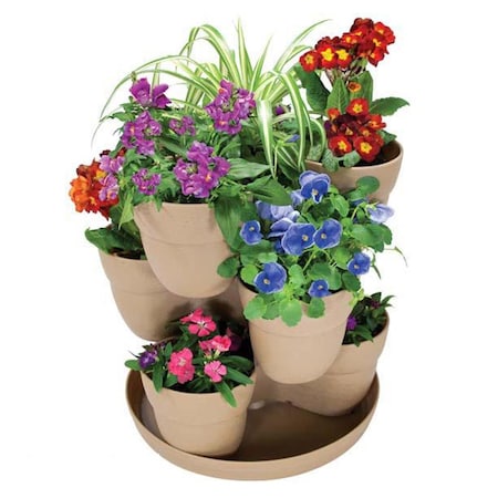 Emsco Group Bloomers Flower Tower 3-Tier Set - Sand 2380-1
